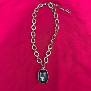 UNO de 50  Necklace with Dark Blue  Faceted Pendant